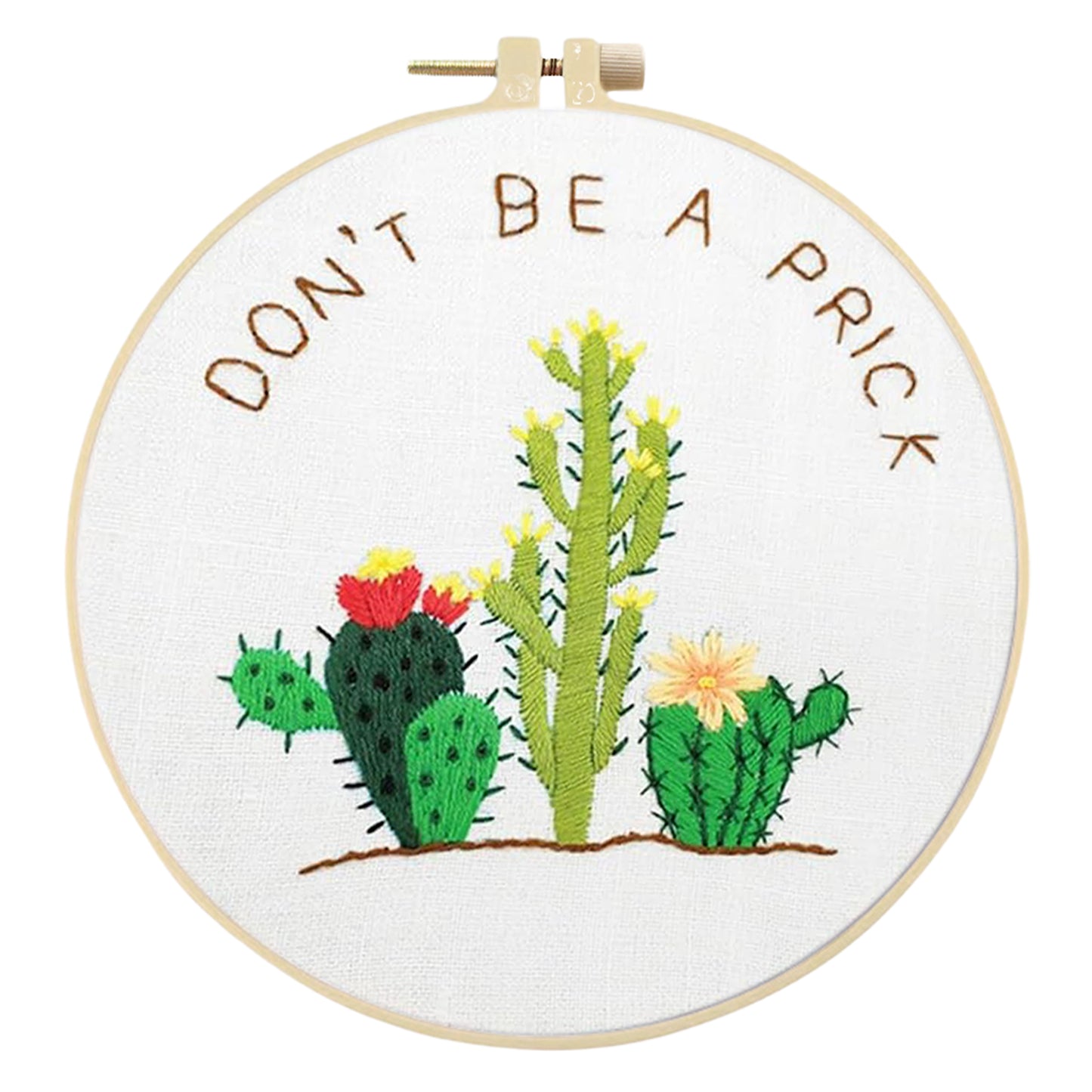 3PCS Cactus & Flowers - DIY Embroidery Cross Stitch Kit with Pattern Cotton Threads Needles Hoop 30x30CM/11.81x11.81in