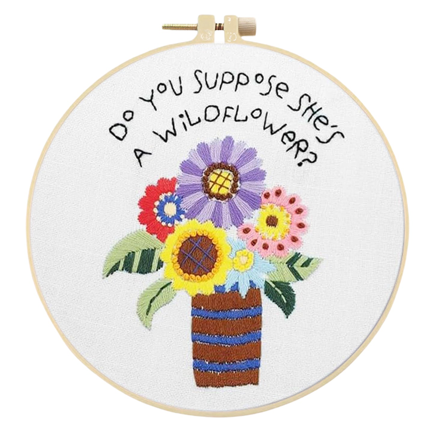 3PCS Cactus & Flowers - DIY Embroidery Cross Stitch Kit with Pattern Cotton Threads Needles Hoop 30x30CM/11.81x11.81in