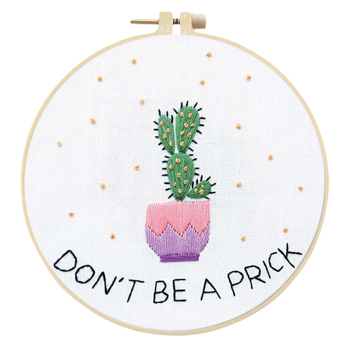 3PCS Cactus & Flowers - DIY Embroidery Cross Stitch Kit with Pattern Cotton Threads Needles Hoop 30x30CM/11.81x11.81in