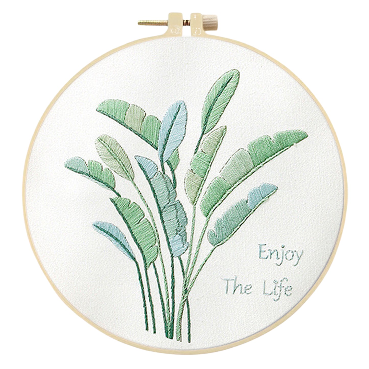 3PCS Green Plants - DIY Embroidery Cross Stitch Kit with Pattern Cotton Threads Needles Hoop 30x30CM/11.81x11.81in