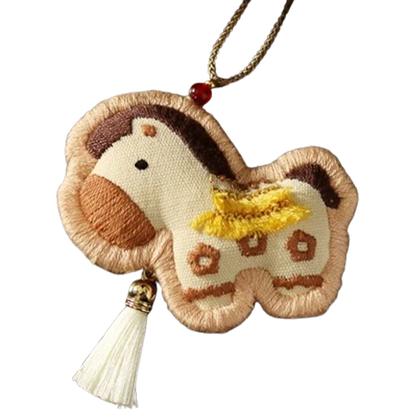 Horse Car Pendant DIY Embroidery Ornaments Kit for Adults Beginners Gift (Brown)