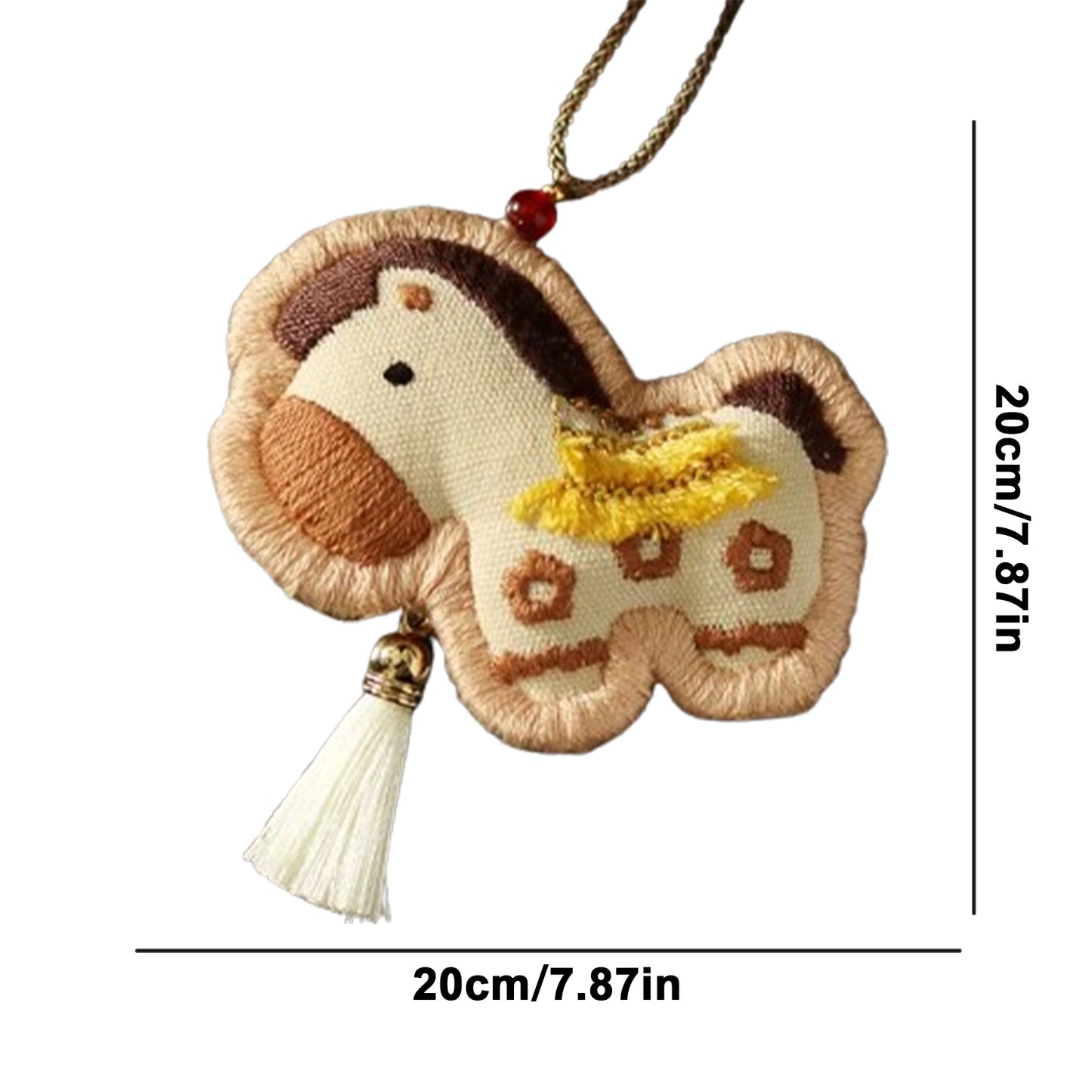 Horse Car Pendant DIY Embroidery Ornaments Kit for Adults Beginners Gift (Brown)