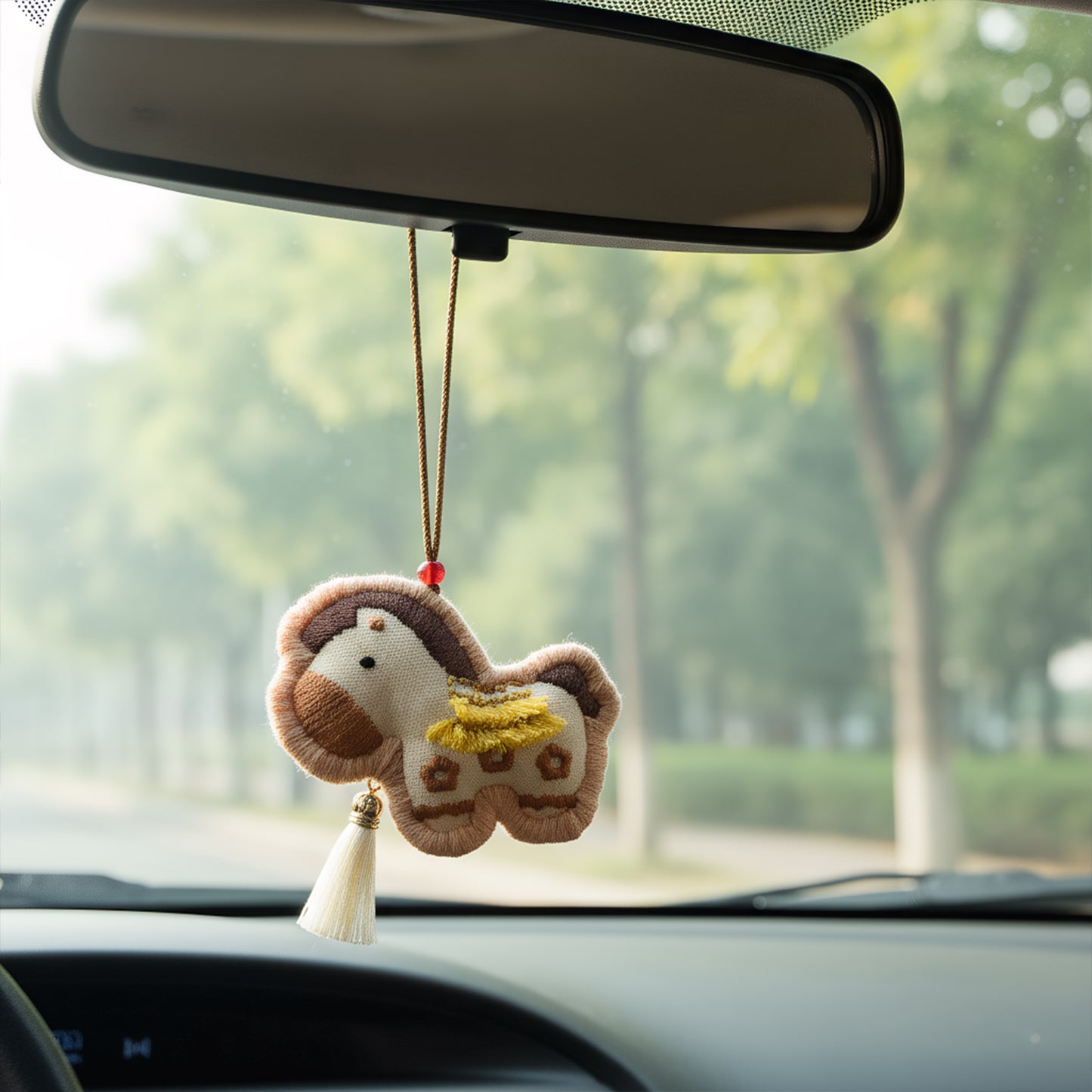 Horse Car Pendant DIY Embroidery Ornaments Kit for Adults Beginners Gift (Brown)