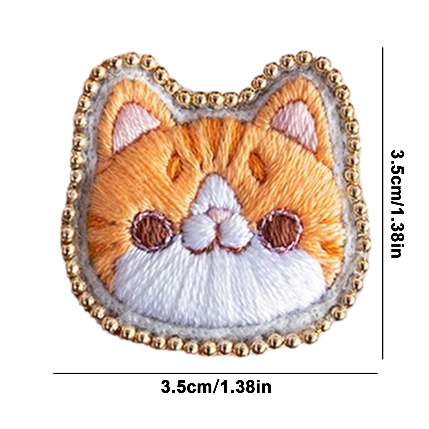 Orange Cat Brooch DIY Embroidery Kit 3.5x3.5cm w/Embroidery Hoop for Beginners