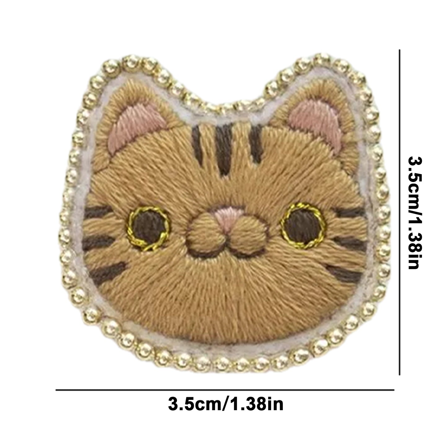 Yellow Cat Brooch DIY Embroidery Kit 3.5x3.5cm w/Embroidery Hoop for Beginners