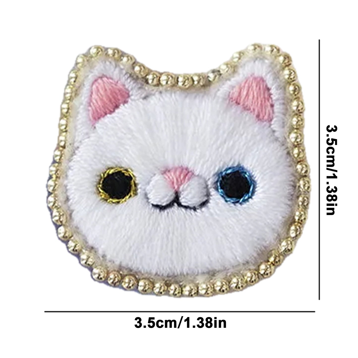 White Cat Brooch DIY Embroidery Kit 3.5x3.5cm w/Embroidery Hoop for Beginners