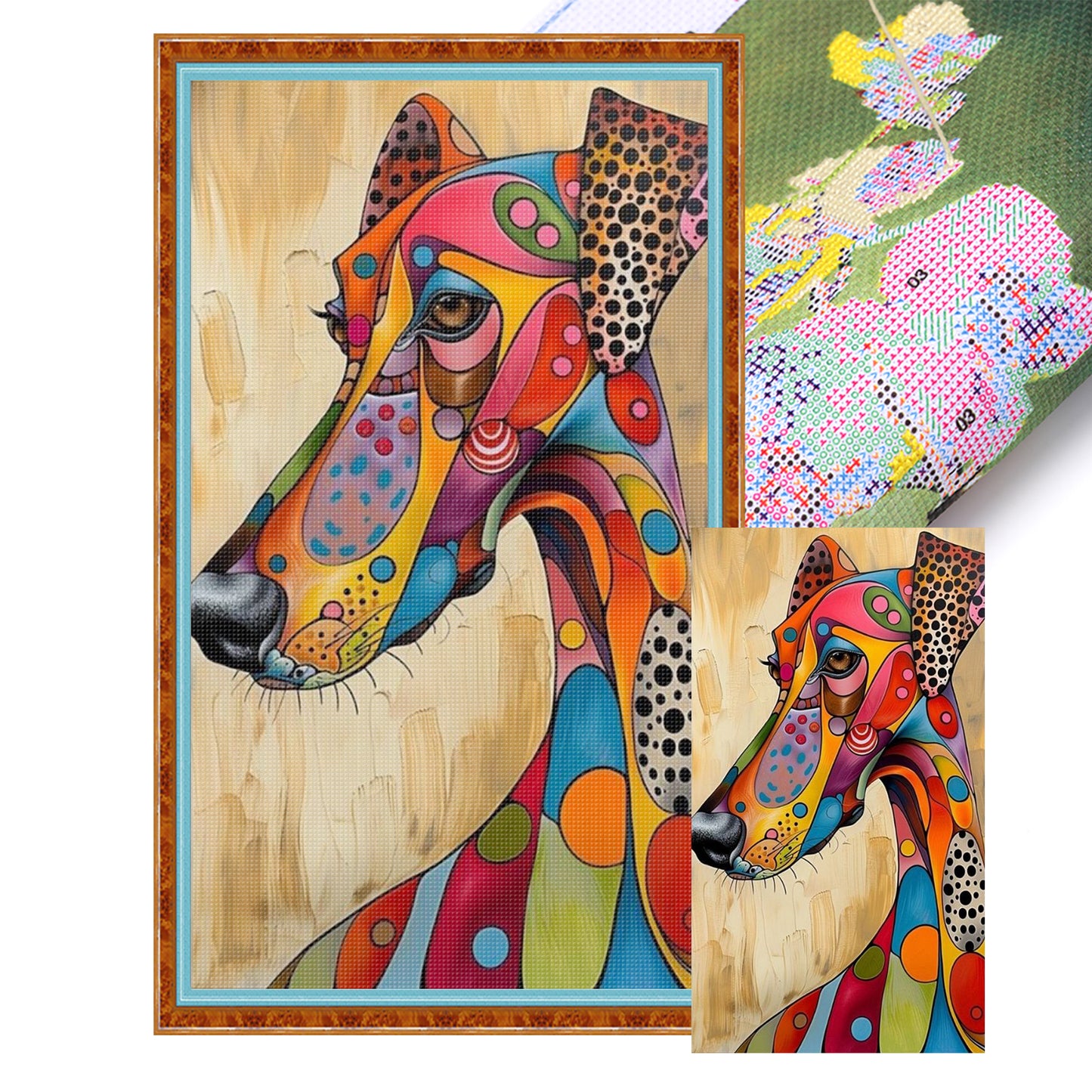 Abstract Painting - Dog - Full 11CT Stamped Cross Stitch 40x70CM - Huacan