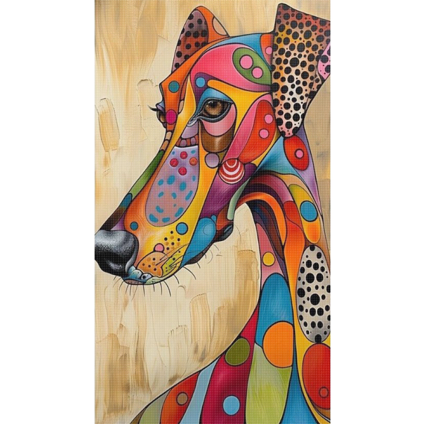 Abstract Painting - Dog - Full 11CT Stamped Cross Stitch 40x70CM - Huacan