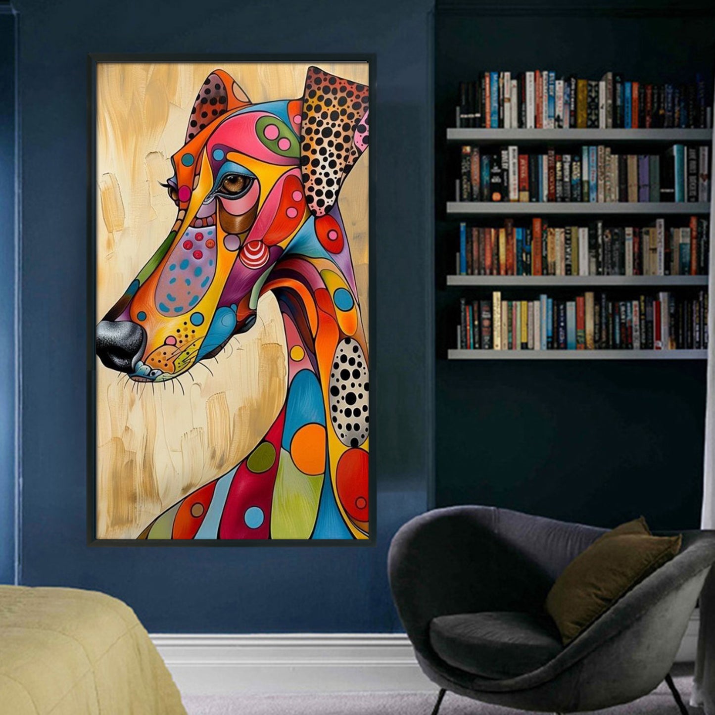 Abstract Painting - Dog - Full 11CT Stamped Cross Stitch 40x70CM - Huacan