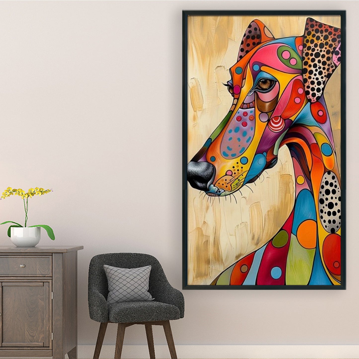 Abstract Painting - Dog - Full 11CT Stamped Cross Stitch 40x70CM - Huacan