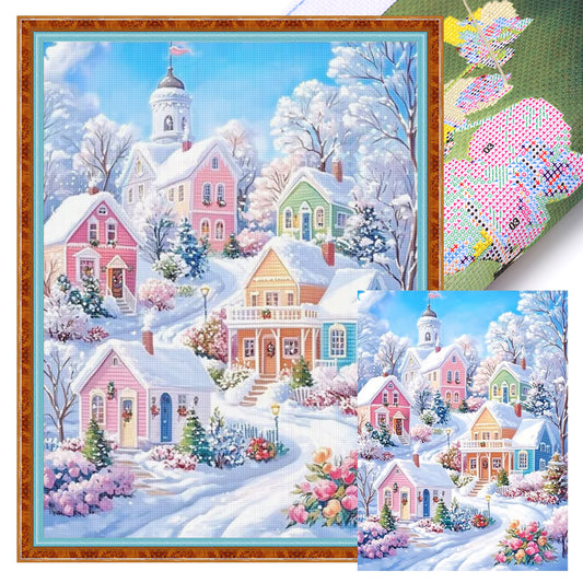 Winter Cottage - Full 11CT Stamped Cross Stitch 40x55CM - Yishu