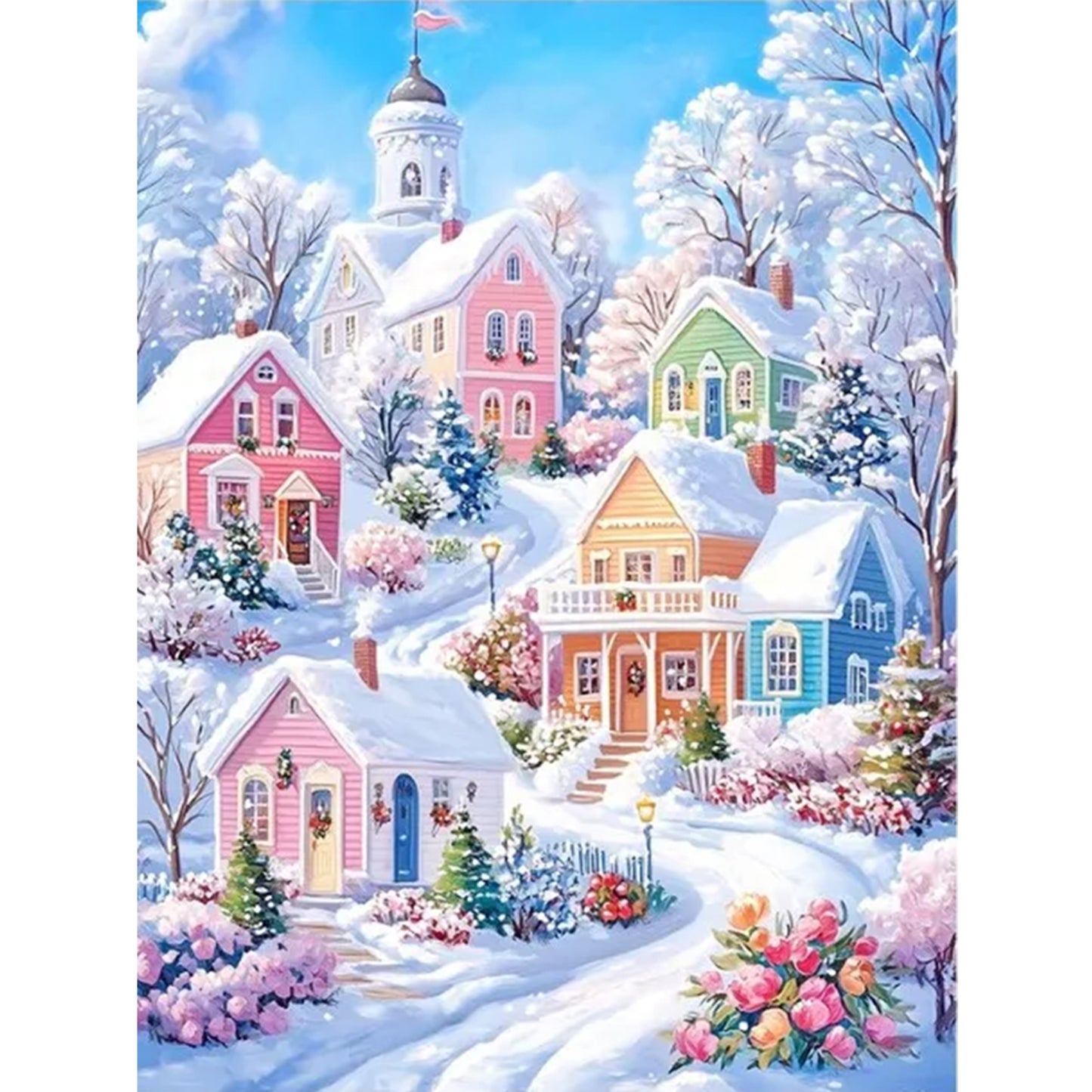 Winter Cottage - Full 11CT Stamped Cross Stitch 40x55CM - Yishu