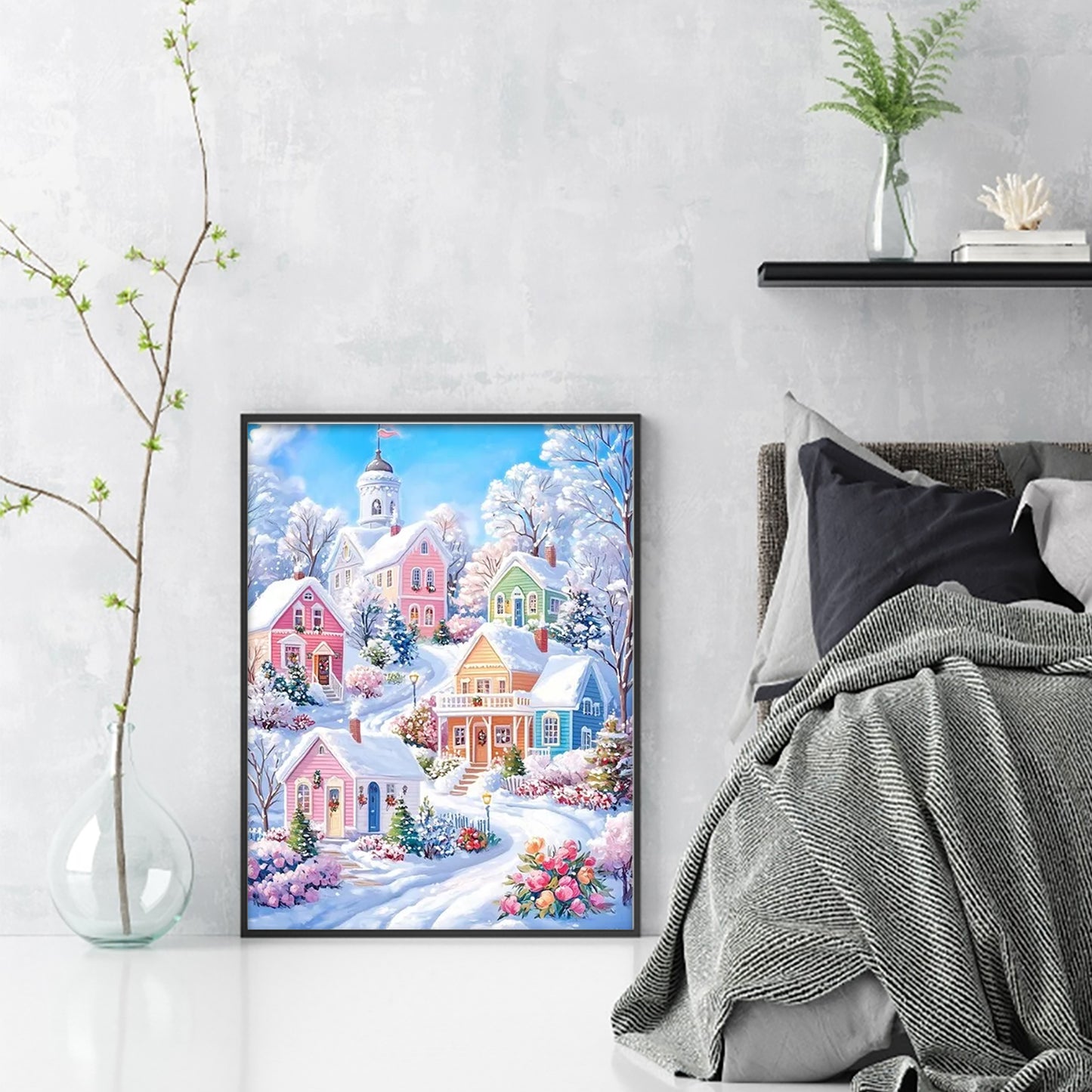 Winter Cottage - Full 11CT Stamped Cross Stitch 40x55CM - Yishu