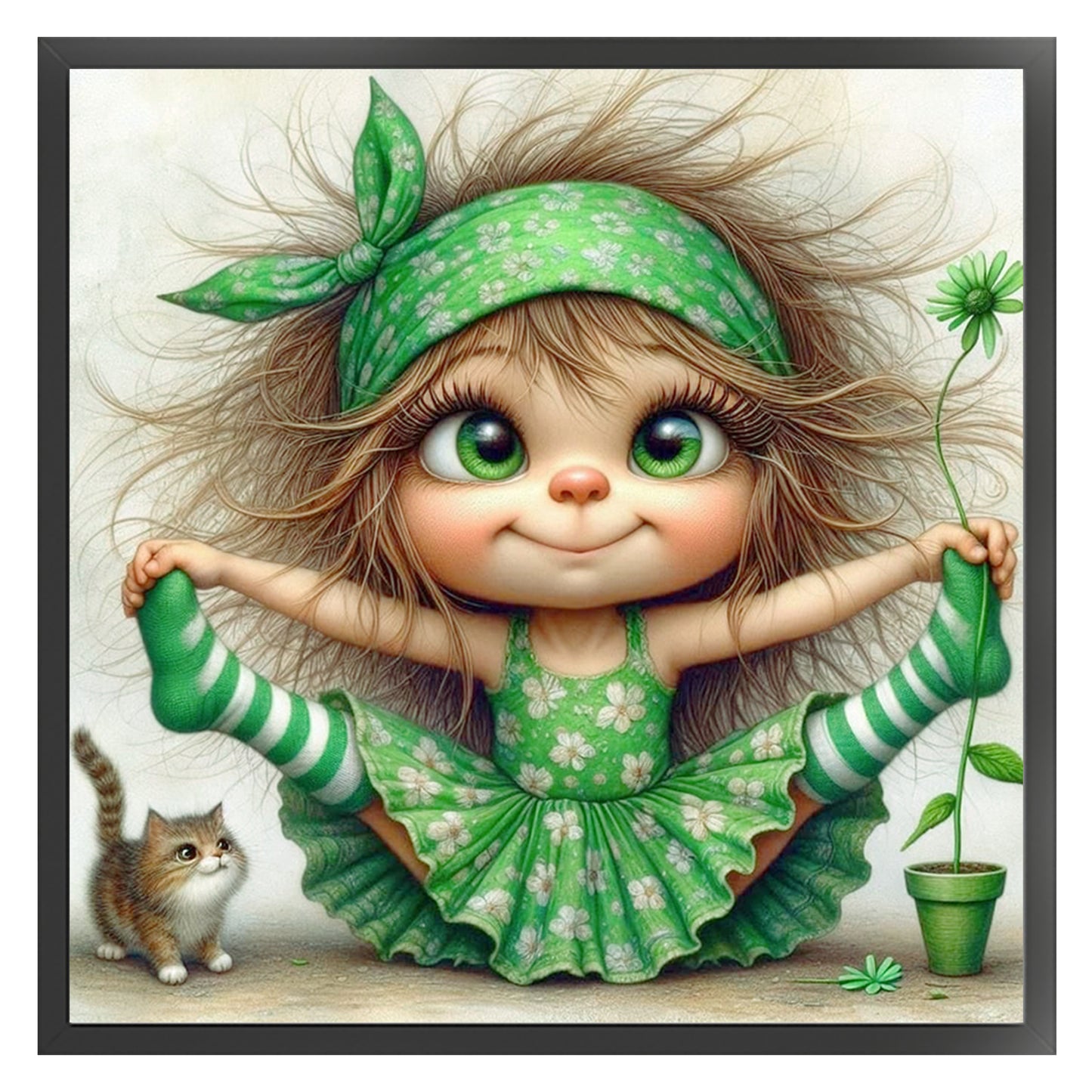 Girl - Full 11CT Stamped Cross Stitch 40x40CM - Huacan