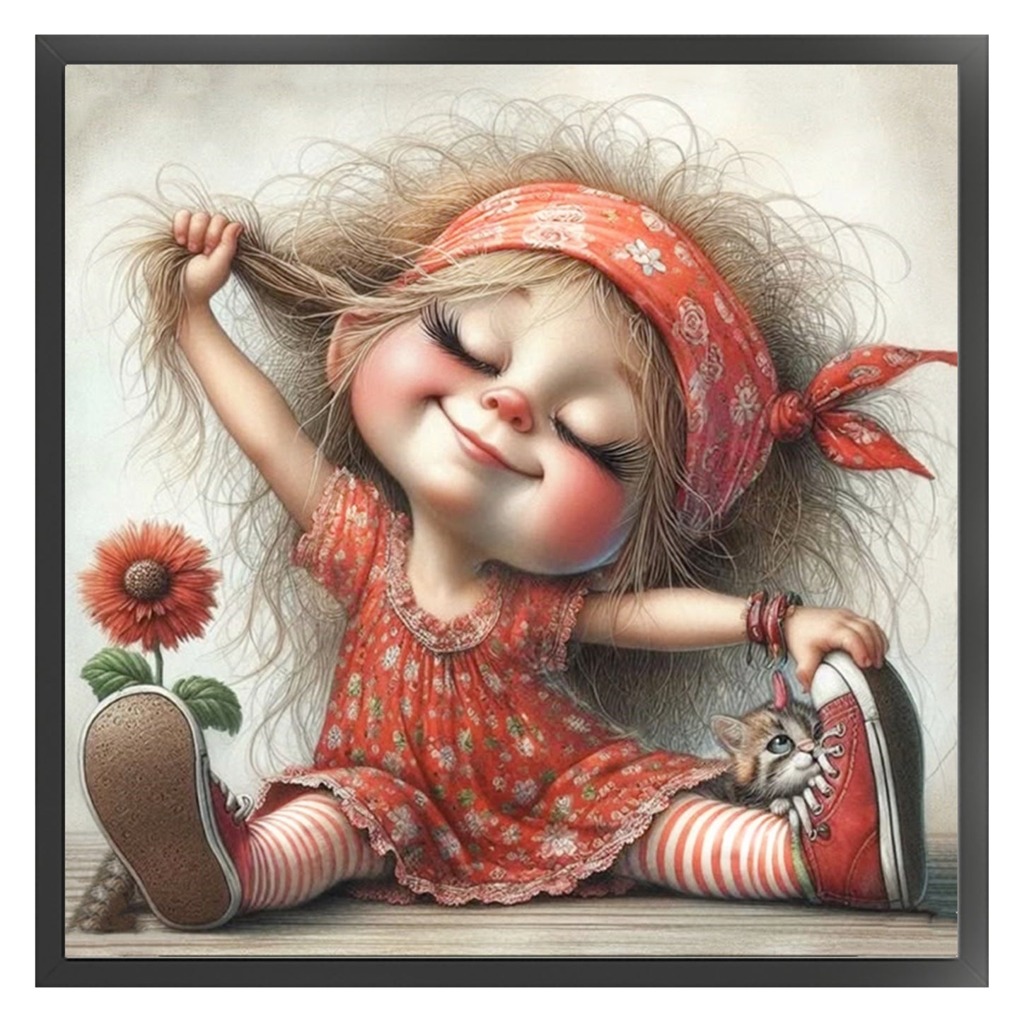 Girl - Full 11CT Stamped Cross Stitch 40x40CM - Huacan