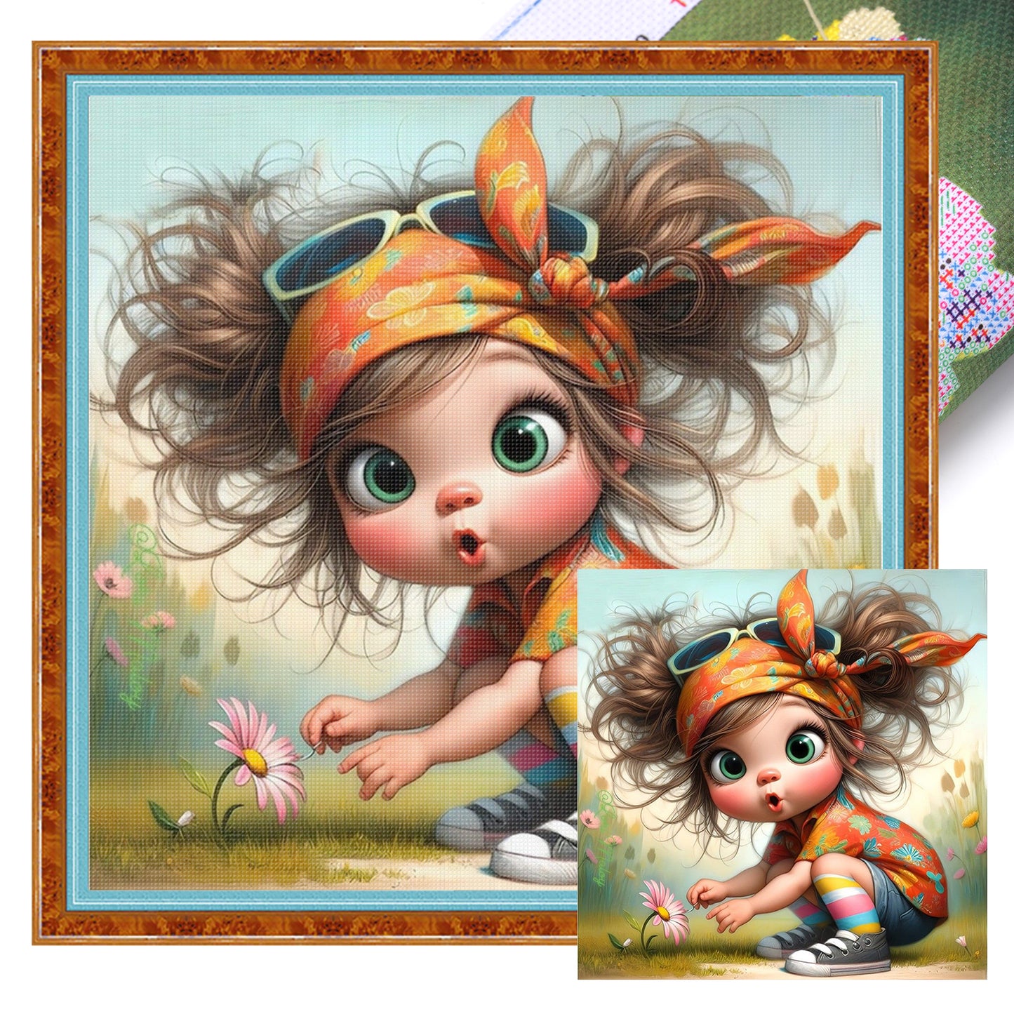 Girl - Full 11CT Stamped Cross Stitch 40x40CM - Huacan