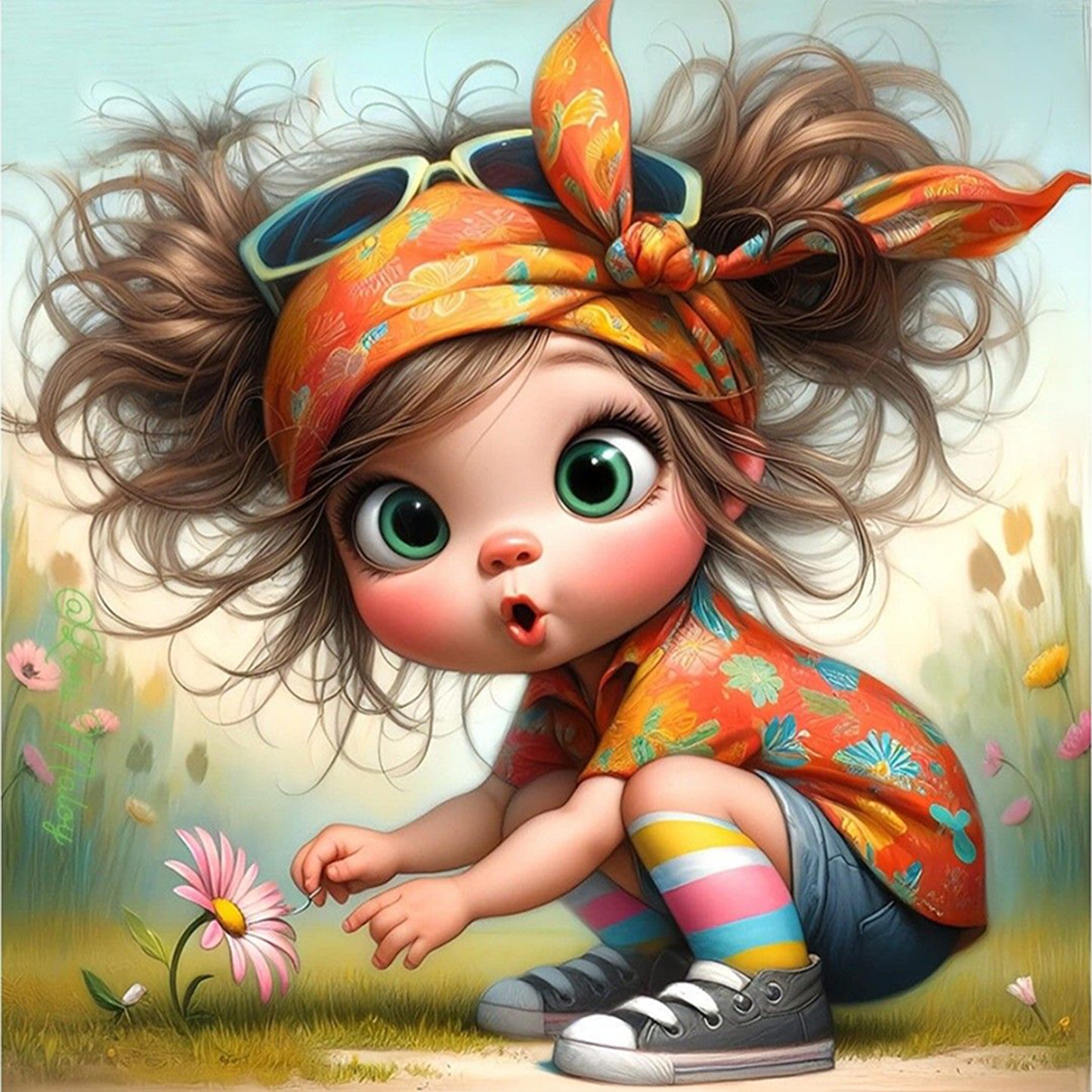 Girl - Full 11CT Stamped Cross Stitch 40x40CM - Huacan