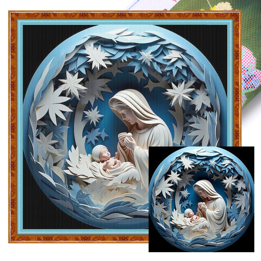 Nativity - Full 11CT Stamped Cross Stitch 40x40CM - Huacan