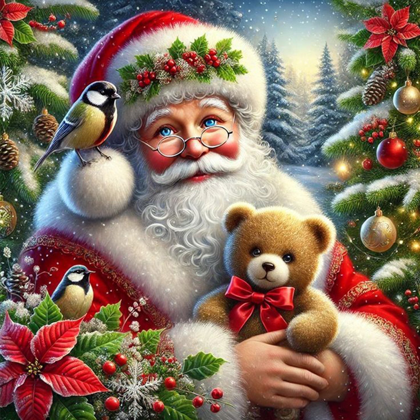 Santa Claus - Full 11CT Stamped Cross Stitch 45x45CM - Huacan