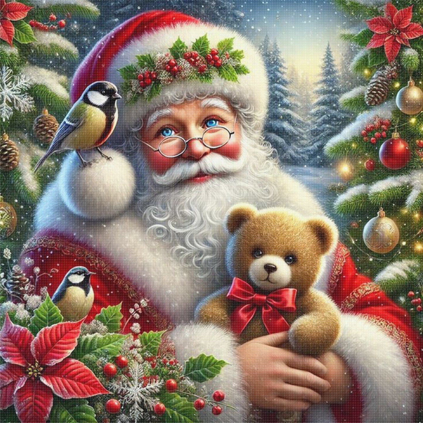 Santa Claus - Full 11CT Stamped Cross Stitch 45x45CM - Huacan