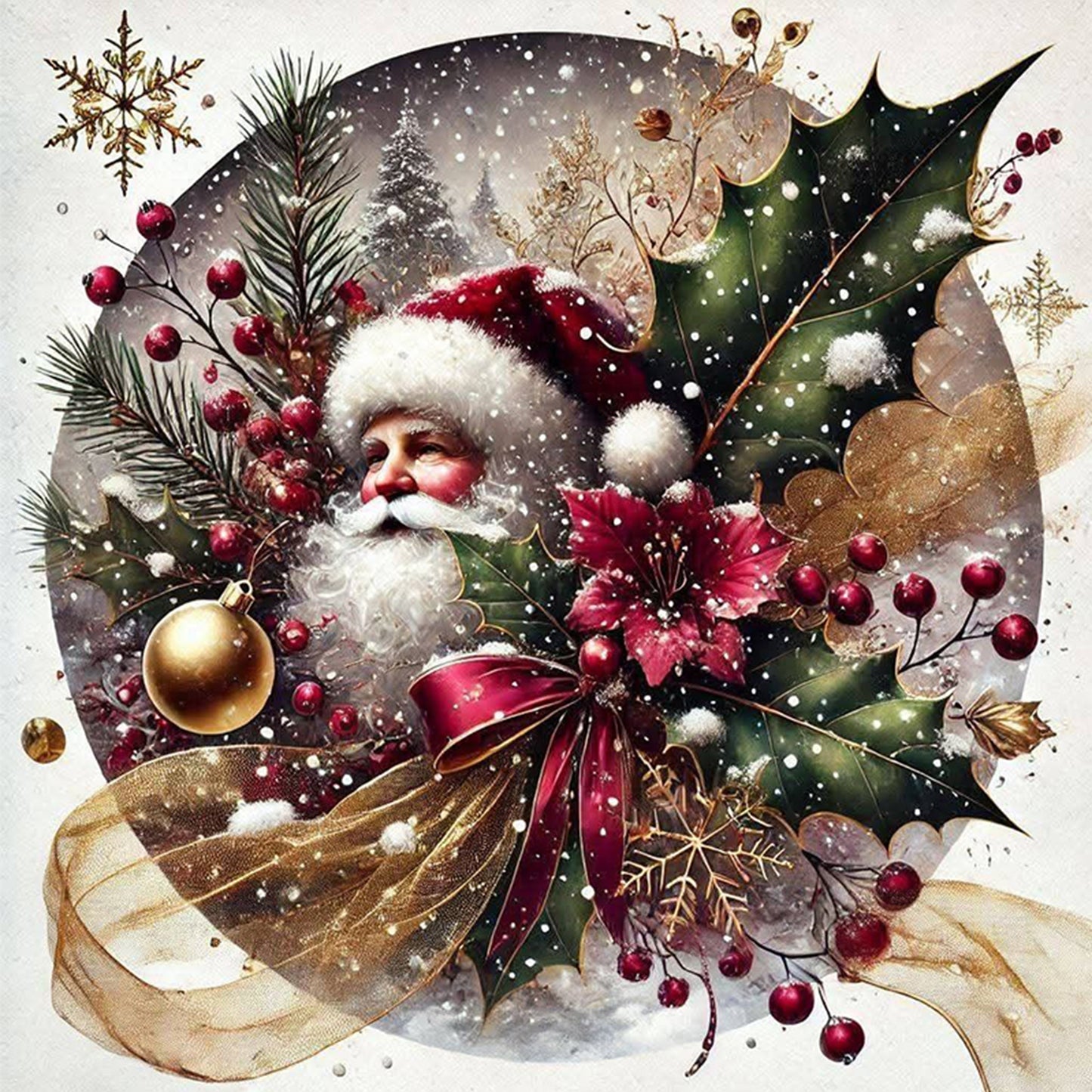 Santa Claus - Full 11CT Stamped Cross Stitch 45x45CM - Huacan