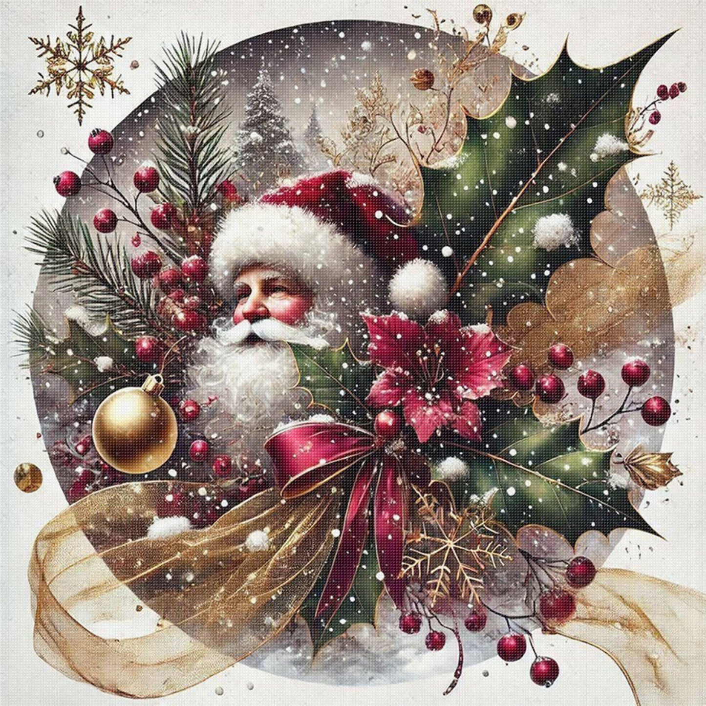 Santa Claus - Full 11CT Stamped Cross Stitch 45x45CM - Huacan