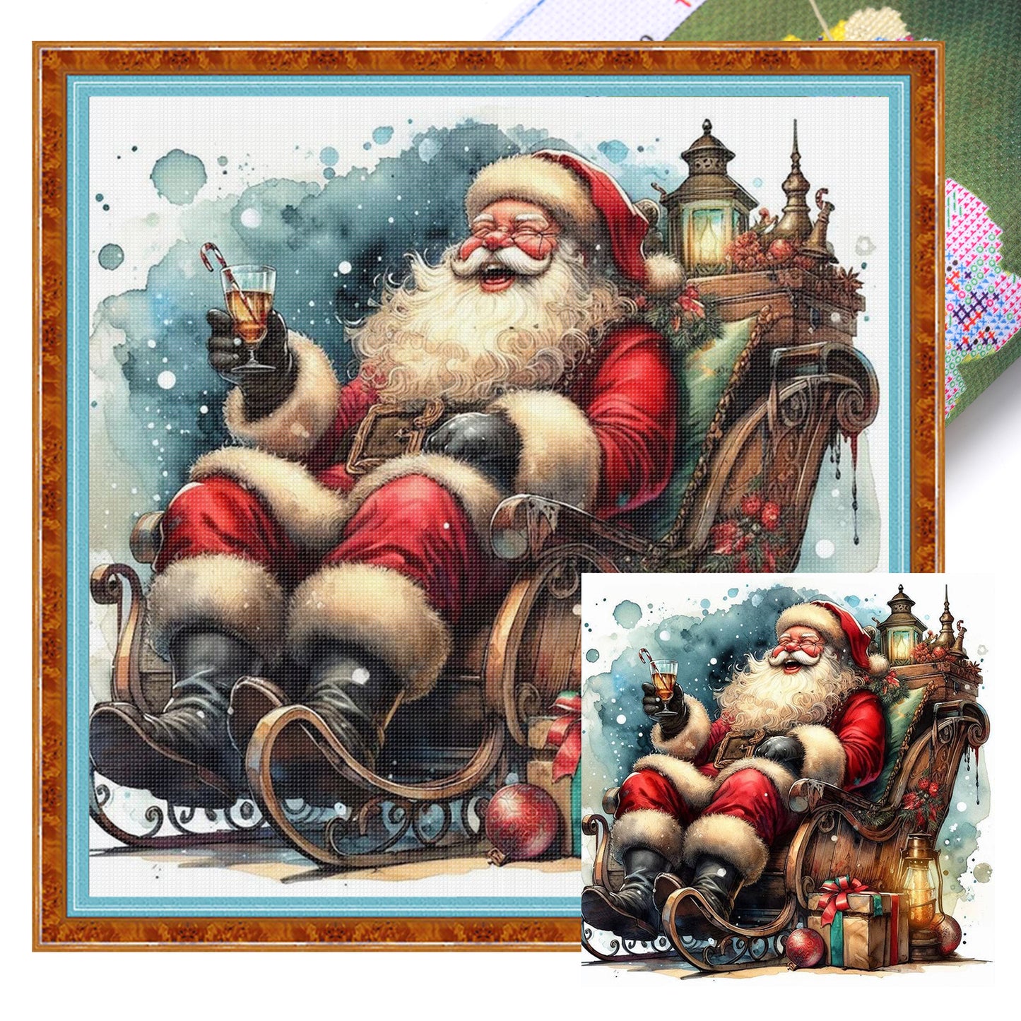 Santa Claus - Full 11CT Stamped Cross Stitch 45x45CM - Huacan