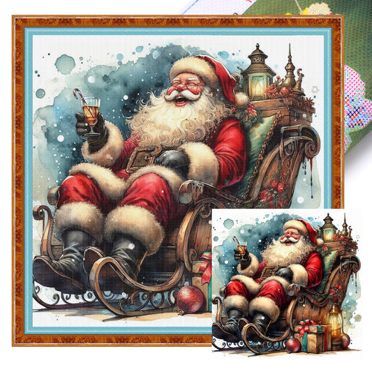 Santa Claus - Full 11CT Stamped Cross Stitch 45x45CM - Huacan