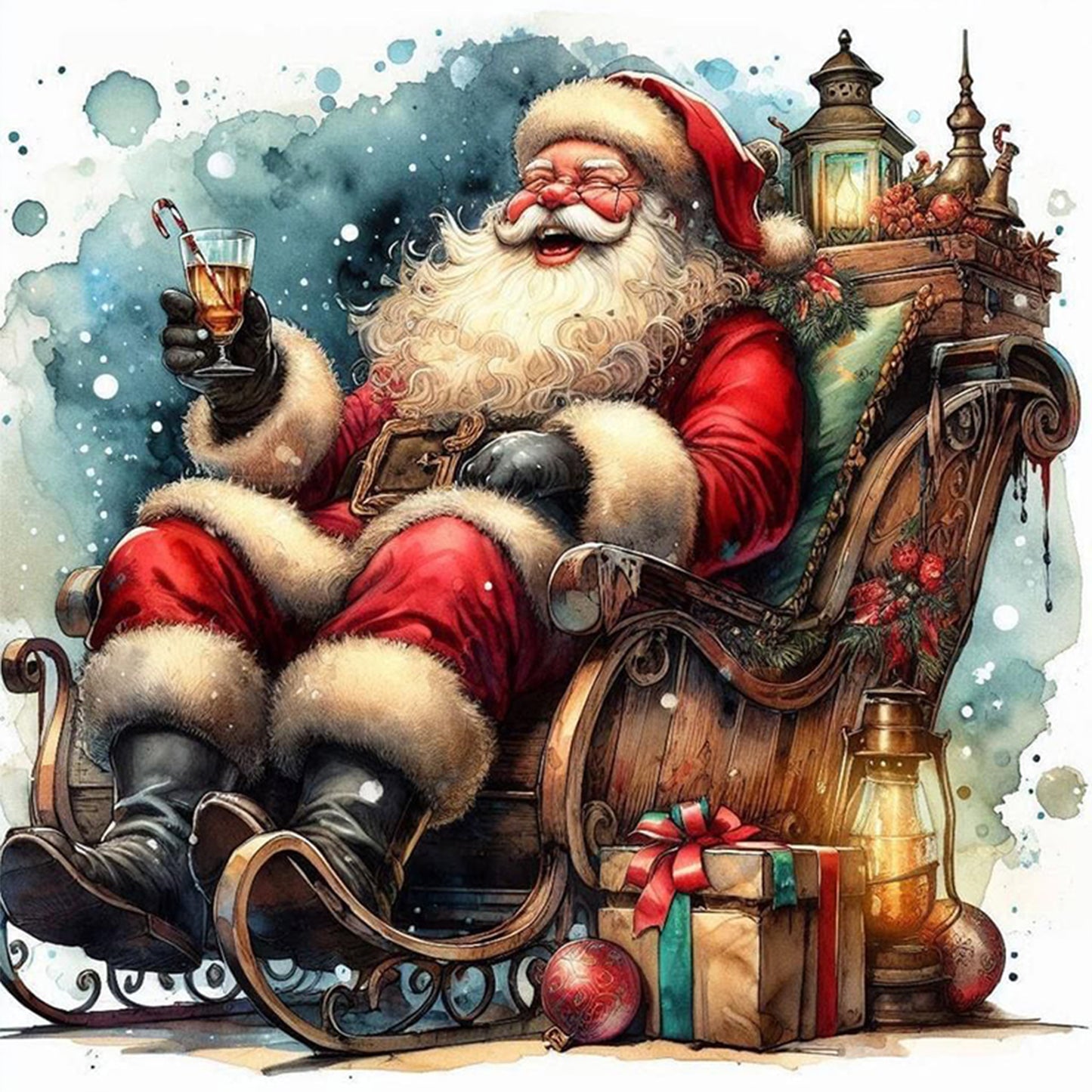 Santa Claus - Full 11CT Stamped Cross Stitch 45x45CM - Huacan