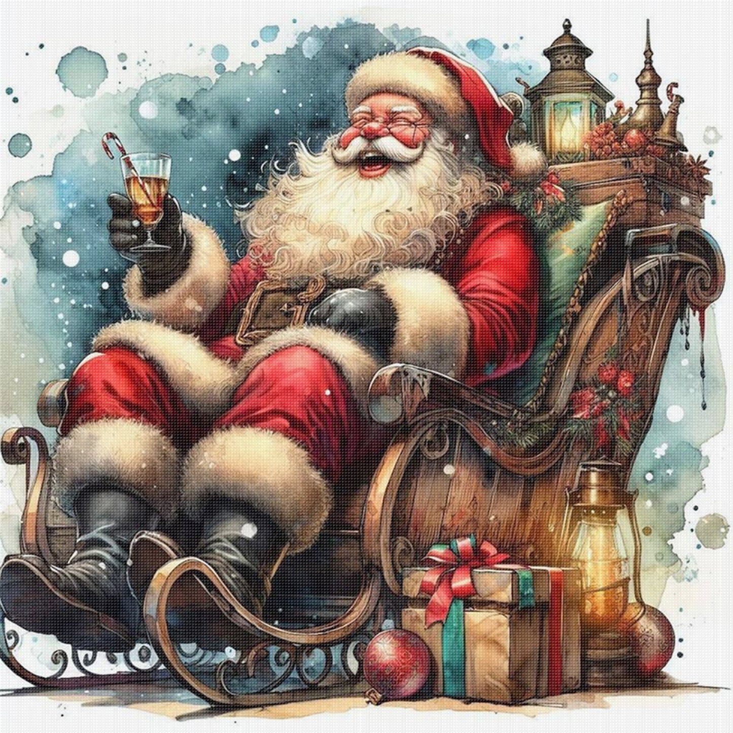 Santa Claus - Full 11CT Stamped Cross Stitch 45x45CM - Huacan