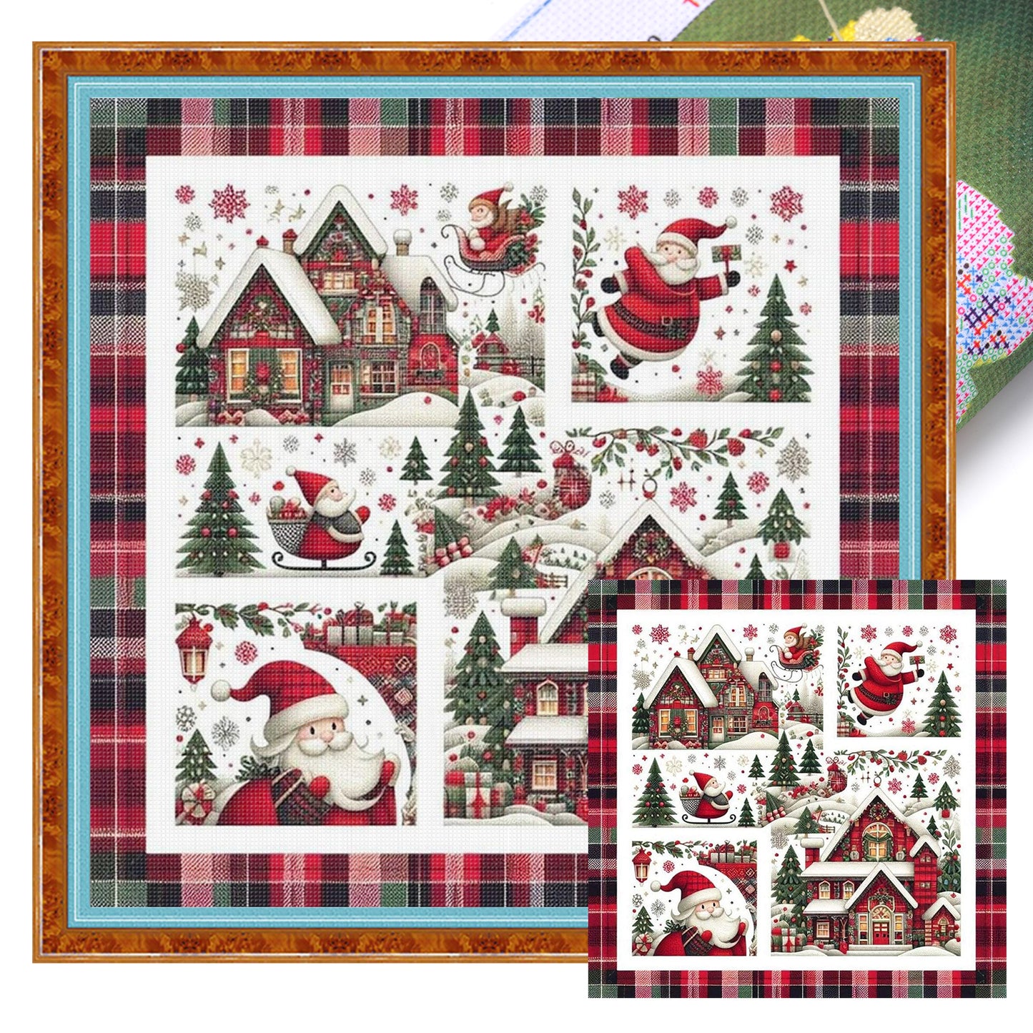 Christmas Scenery - Full 11CT Stamped Cross Stitch 45x45CM - Huacan