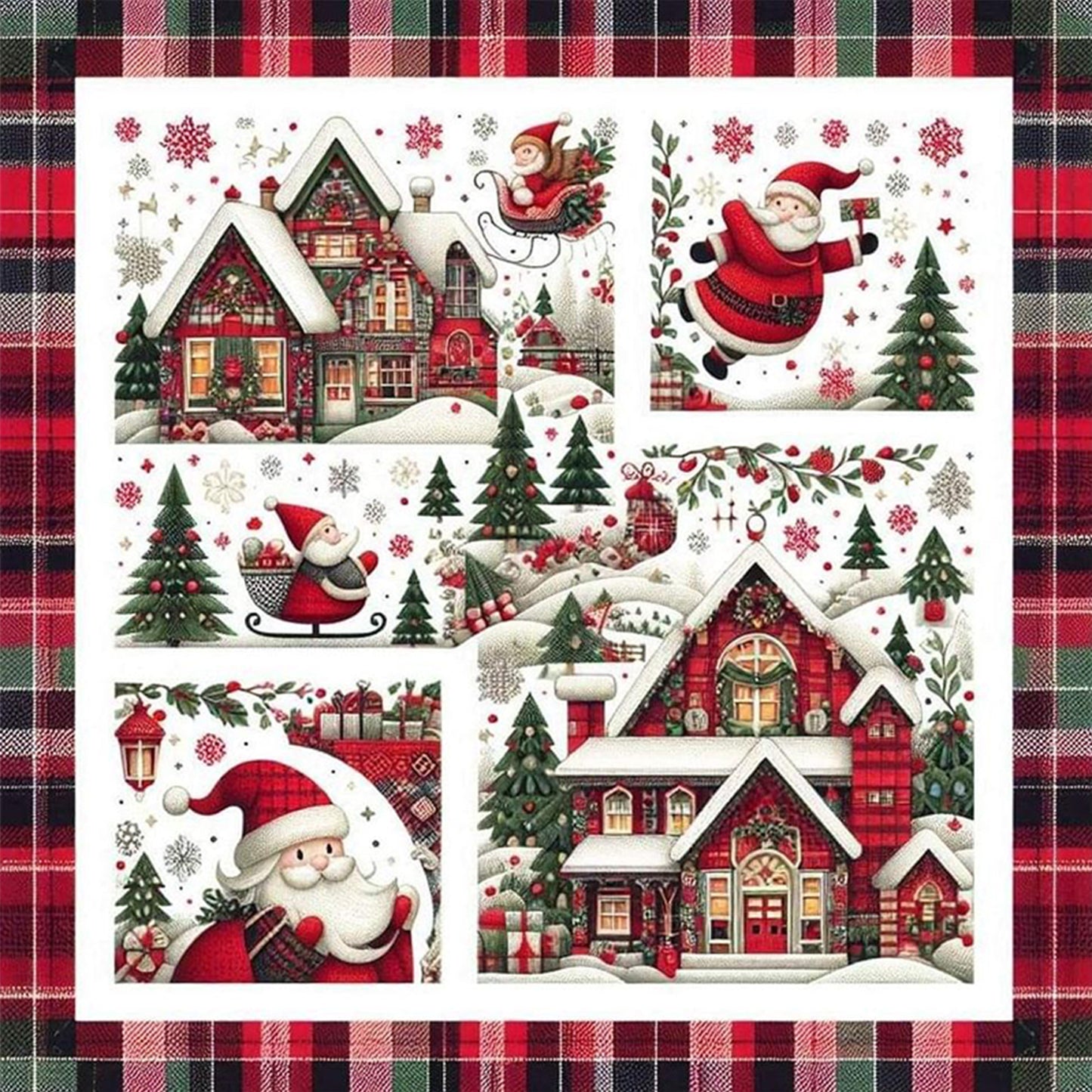 Christmas Scenery - Full 11CT Stamped Cross Stitch 45x45CM - Huacan