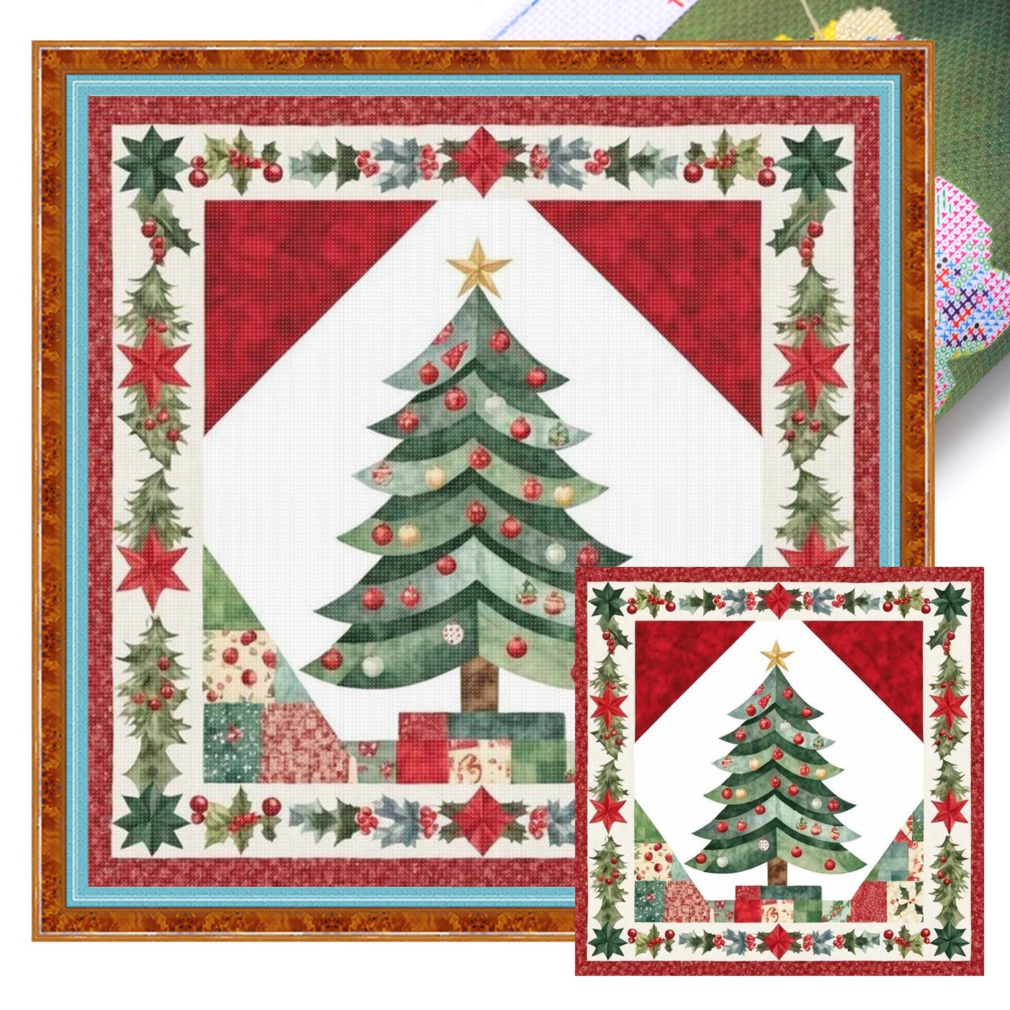 Christmas Tree - Full 11CT Stamped Cross Stitch 45x45CM - Huacan