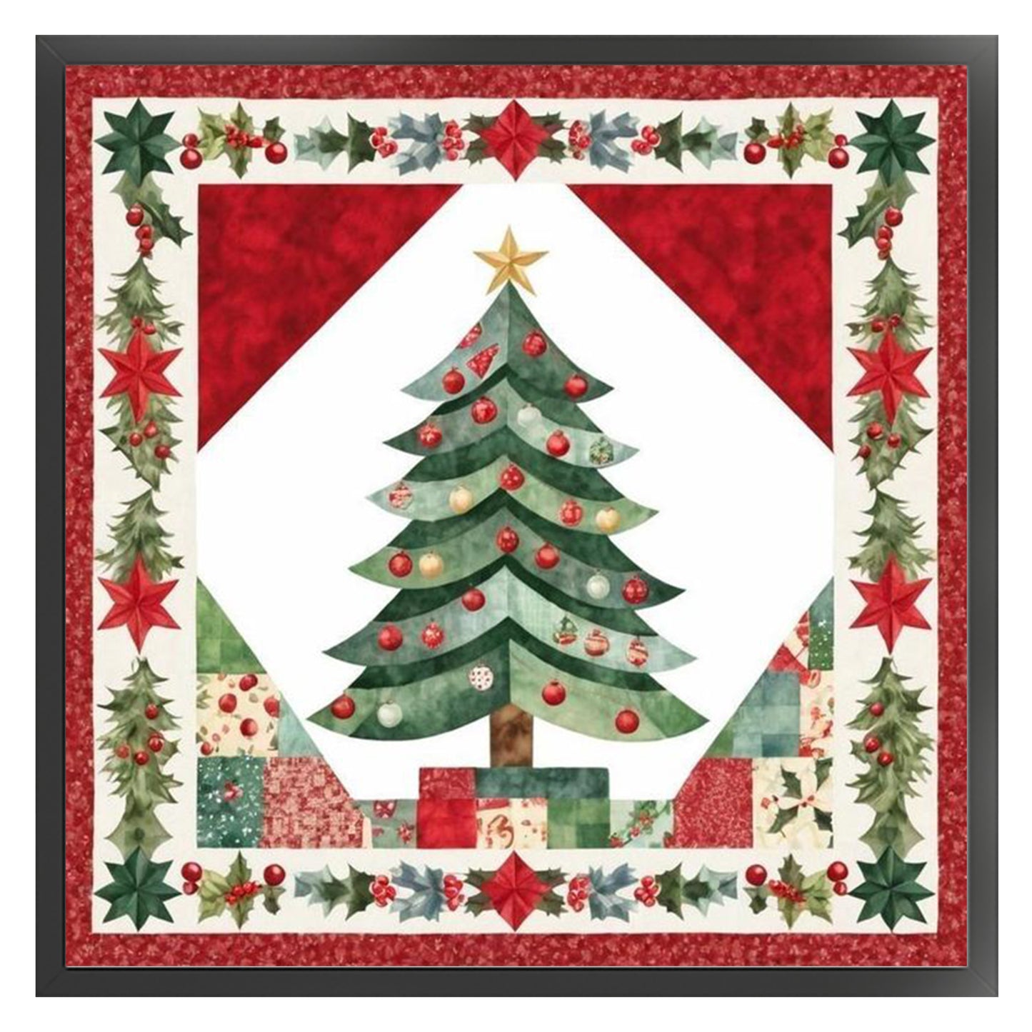 Christmas Tree - Full 11CT Stamped Cross Stitch 45x45CM - Huacan