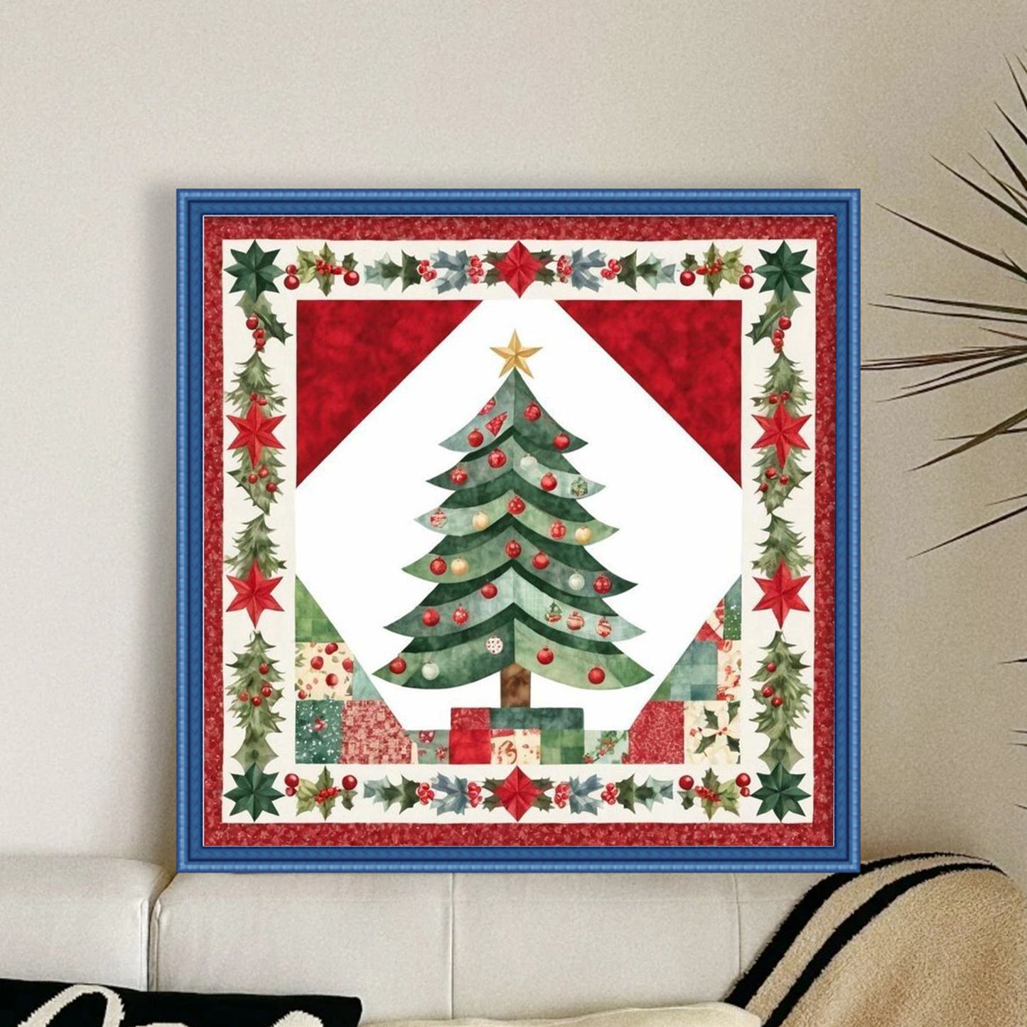 Christmas Tree - Full 11CT Stamped Cross Stitch 45x45CM - Huacan