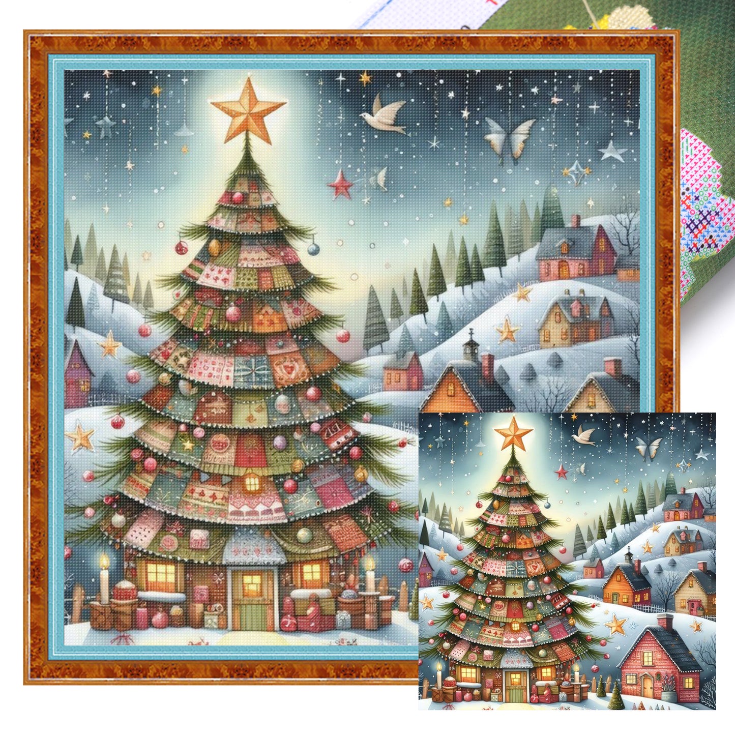 Christmas Scenery - Full 11CT Stamped Cross Stitch 45x45CM - Huacan