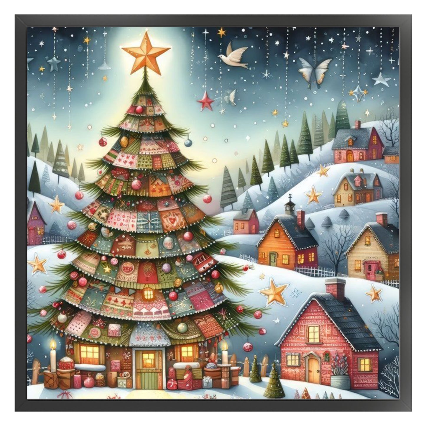 Christmas Scenery - Full 11CT Stamped Cross Stitch 45x45CM - Huacan