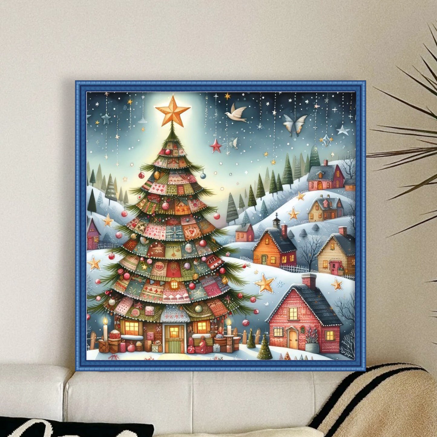 Christmas Scenery - Full 11CT Stamped Cross Stitch 45x45CM - Huacan