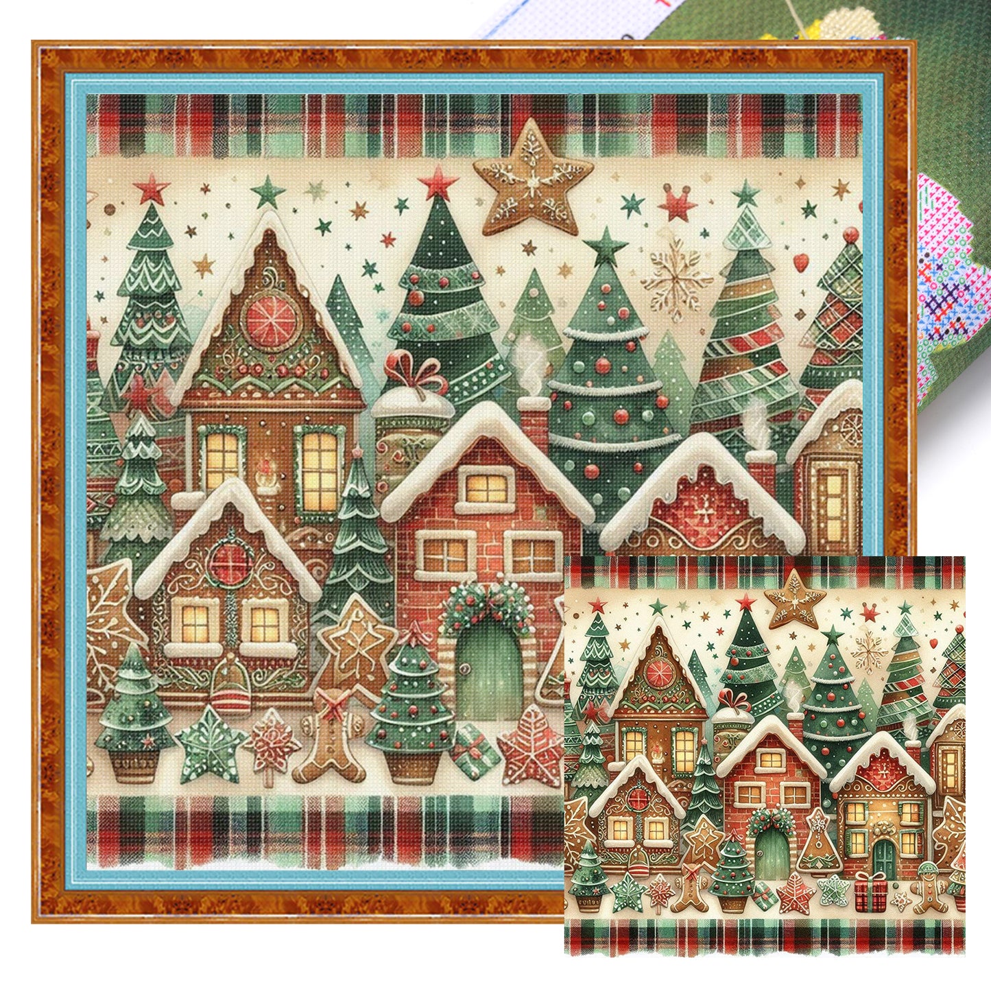 Christmas Scenery - Full 11CT Stamped Cross Stitch 45x45CM - Huacan