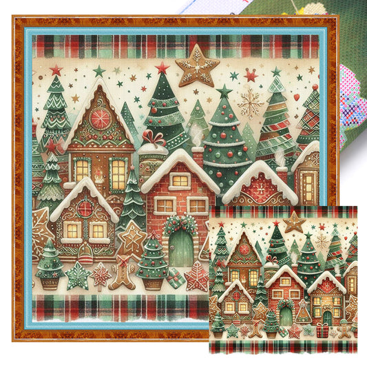 Christmas Scenery - Full 11CT Stamped Cross Stitch 45x45CM - Huacan