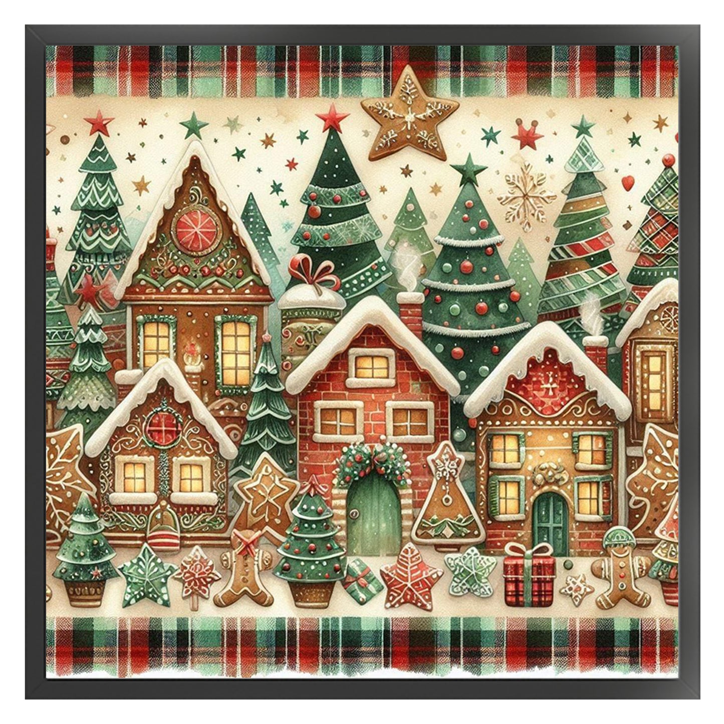 Christmas Scenery - Full 11CT Stamped Cross Stitch 45x45CM - Huacan