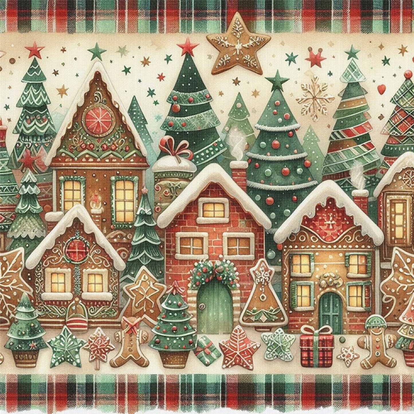 Christmas Scenery - Full 11CT Stamped Cross Stitch 45x45CM - Huacan