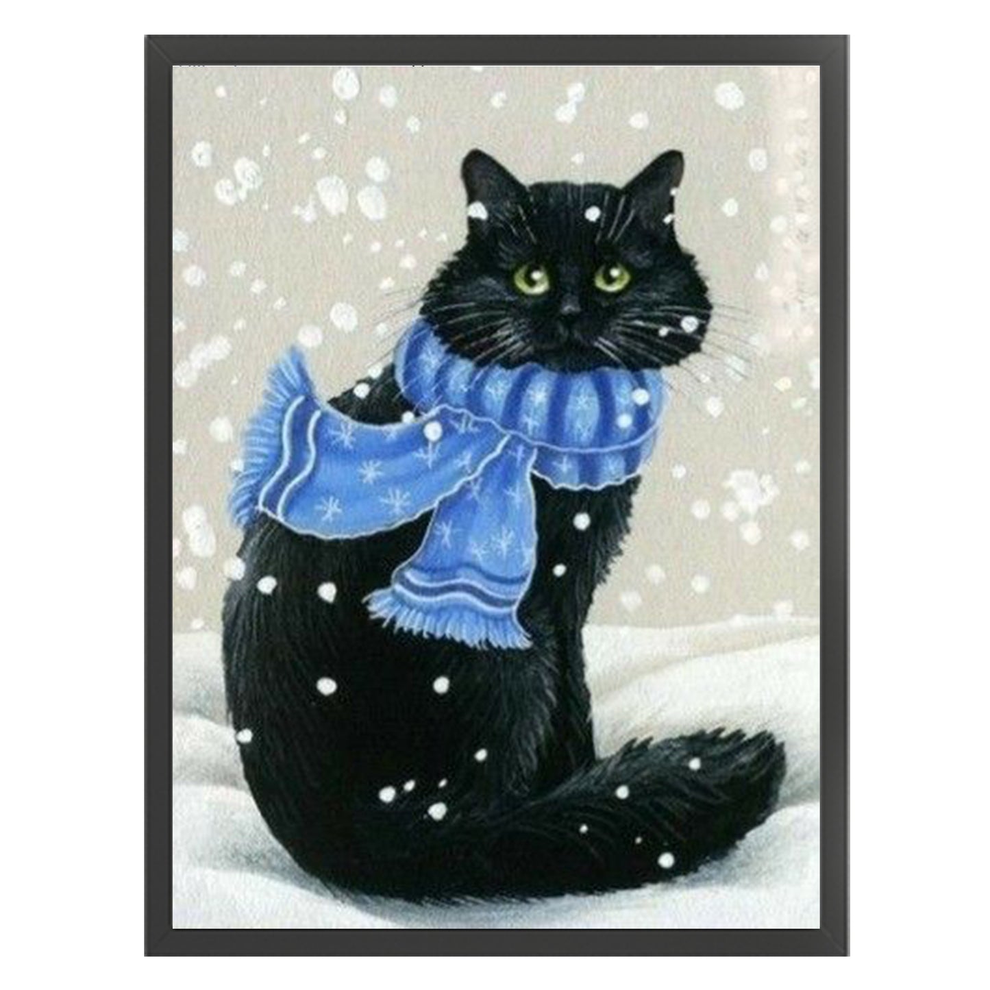 Winter Black Cat - Full 11CT Stamped Cross Stitch 40x55CM - Huacan