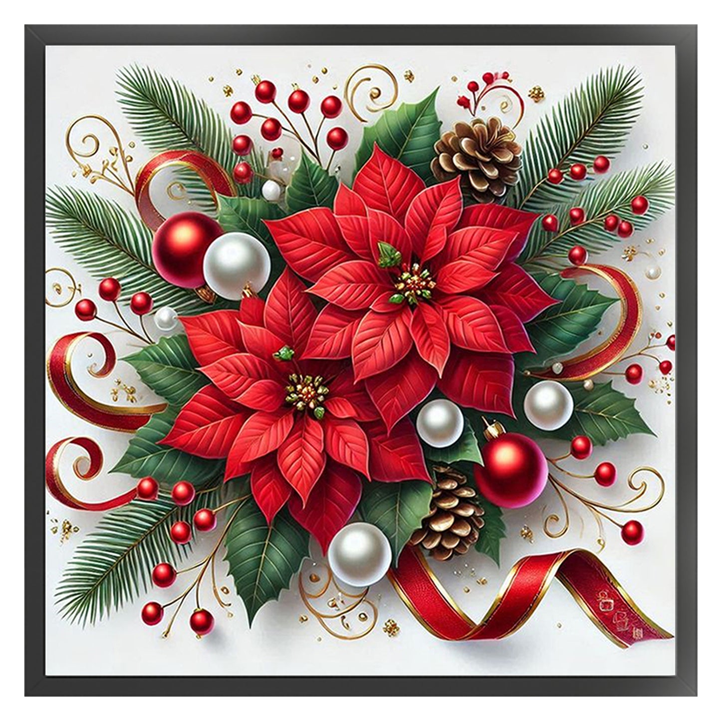 Christmas Poinsettia - Full 11CT Counted Cross Stitch 40x40CM - Huacan