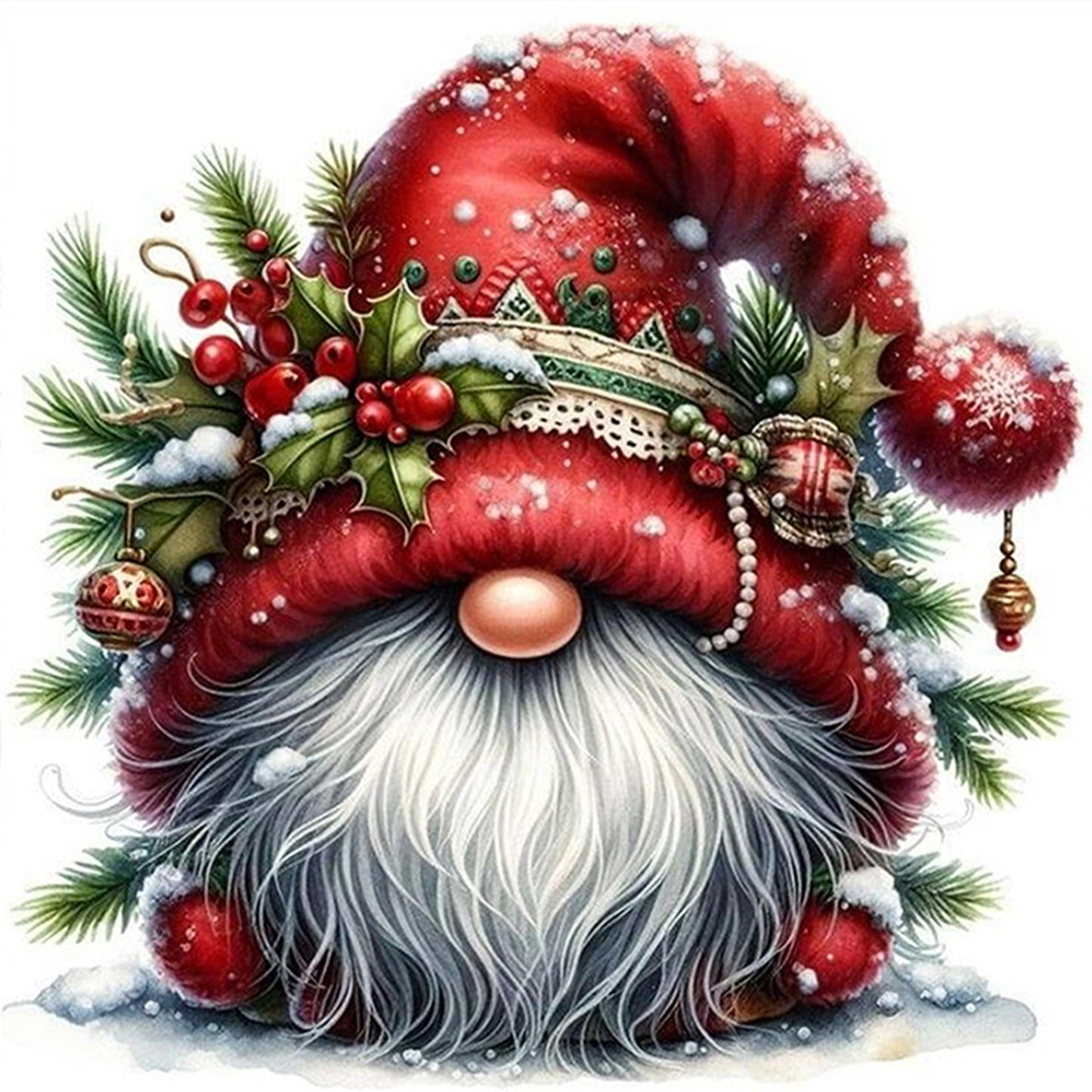 Christmas Gnome - Full 11CT Counted Cross Stitch 40x40CM - Huacan