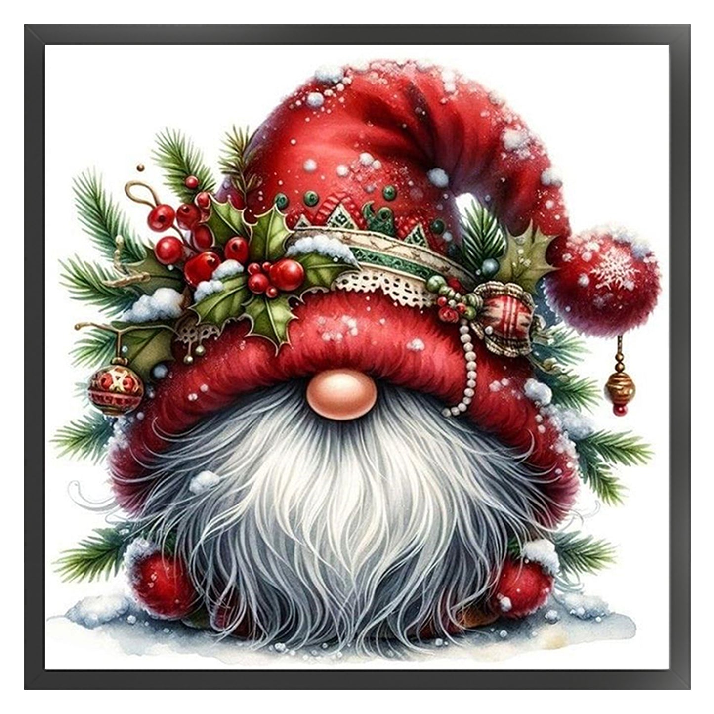 Christmas Gnome - Full 11CT Counted Cross Stitch 40x40CM - Huacan