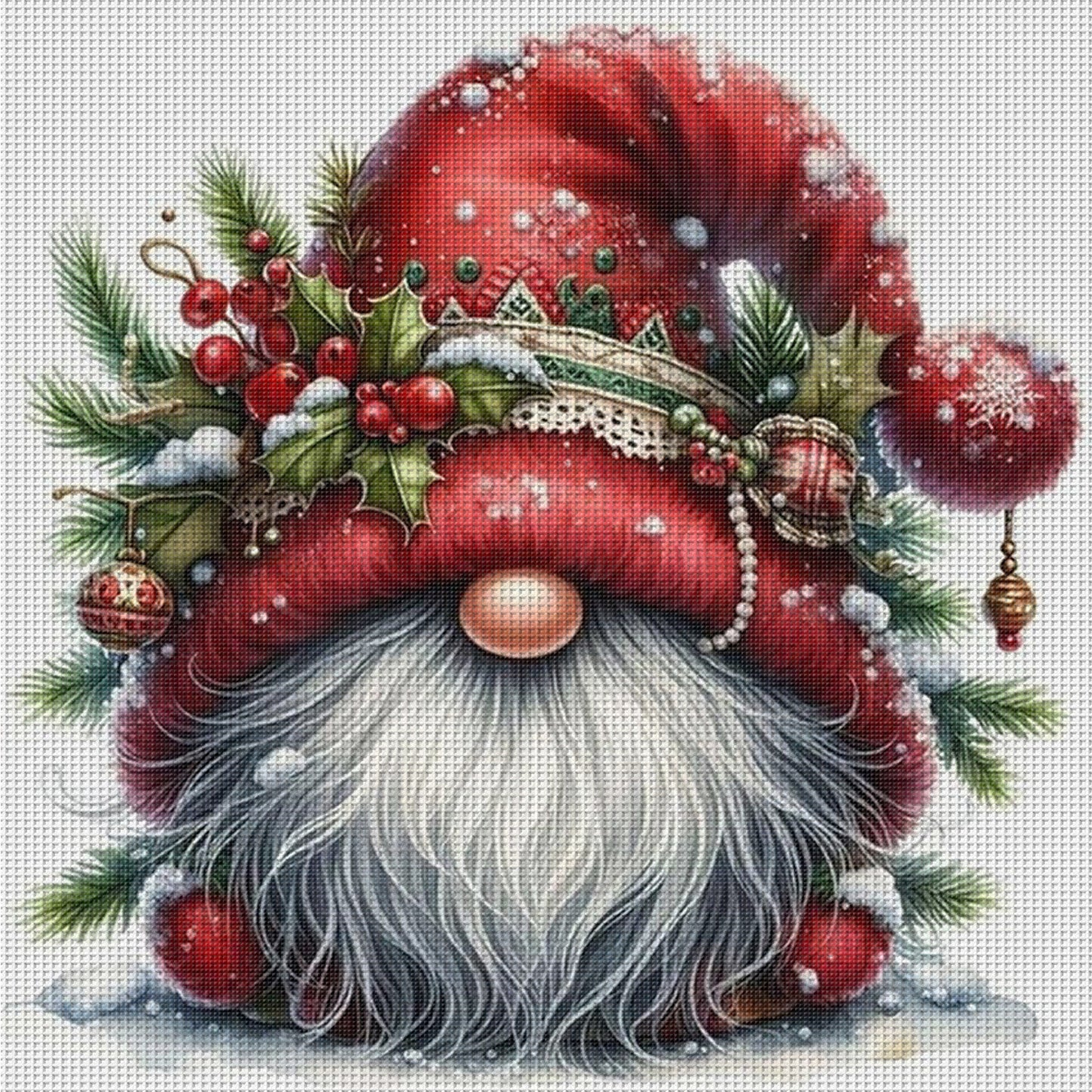 Christmas Gnome - Full 11CT Counted Cross Stitch 40x40CM - Huacan