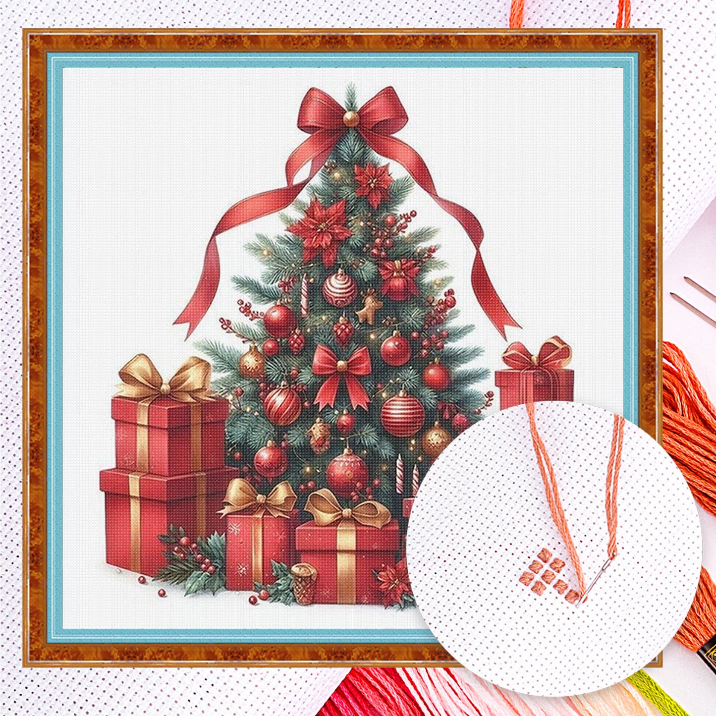 Christmas Tree - Full 11CT Counted Cross Stitch 40x40CM - Huacan