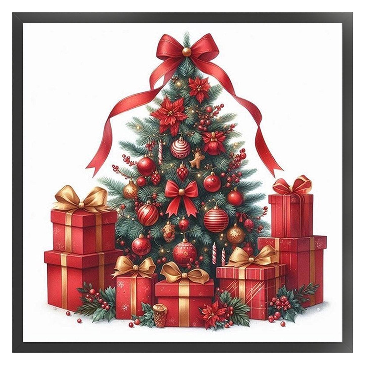 Christmas Tree - Full 11CT Counted Cross Stitch 40x40CM - Huacan