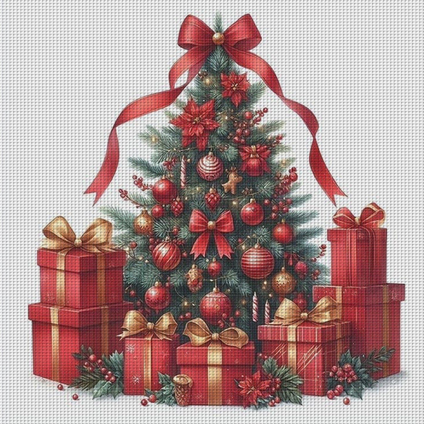 Christmas Tree - Full 11CT Counted Cross Stitch 40x40CM - Huacan